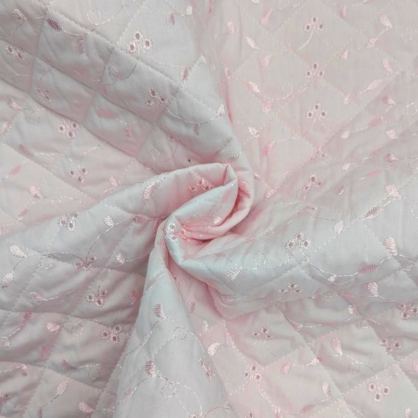 Quilted Broidery Anglaise - BABY PINK